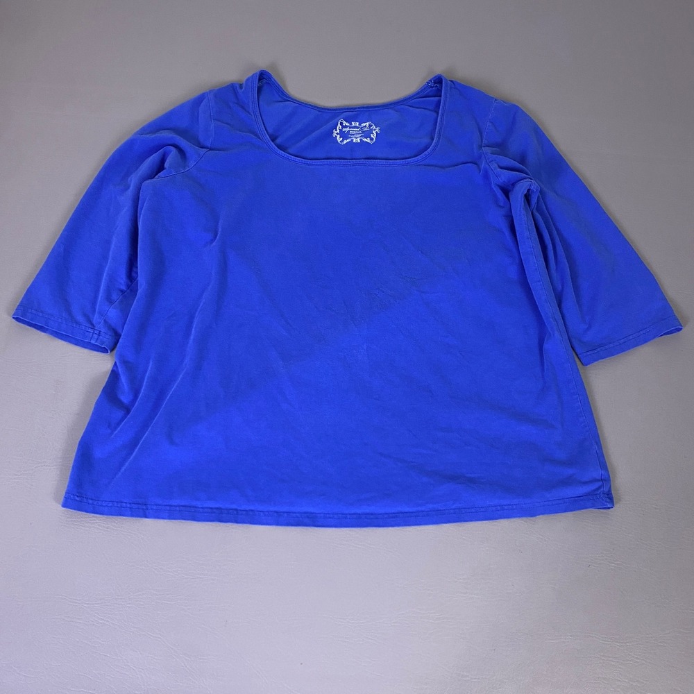 Avenue Special-Tee T-Shirt Top Plus Size 22/24 Royal Blue Square Neck 3/4 Sleeve